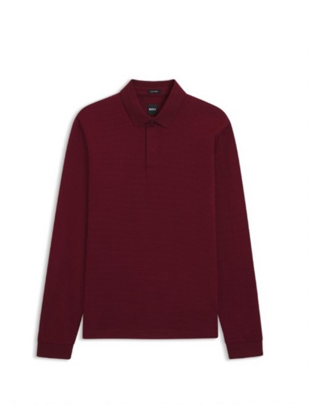 Hugo Boss long sleeve top Mercerised-cotton polo shirt in wine red burgundy